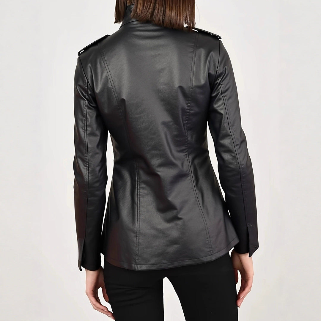 Lightweight chic leather jacket for women, versatile and fashionable.