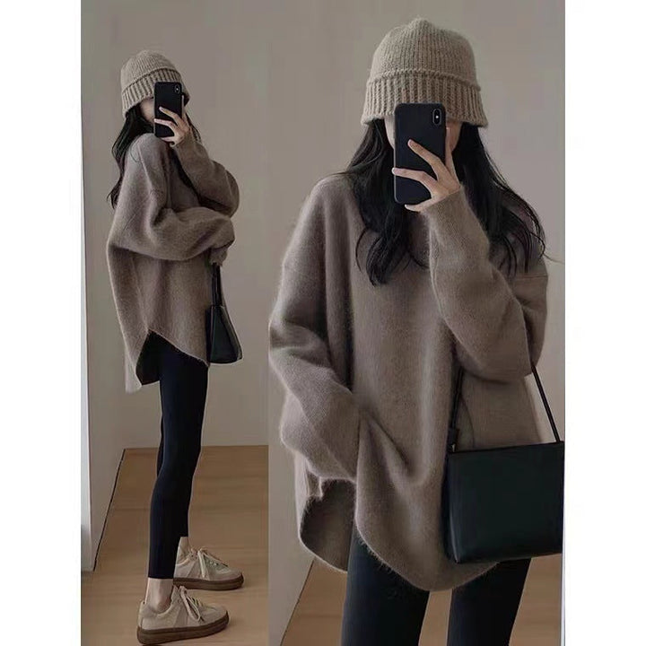 Women's mid-length sweater. Elegant, comfortable, and versatile pullover for autumn and winter fashion.