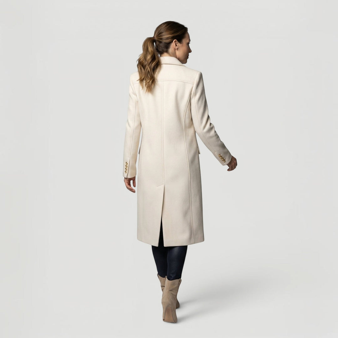 Versatile women's minimalist jacket, double-breasted design for an elegant, chic everyday look.