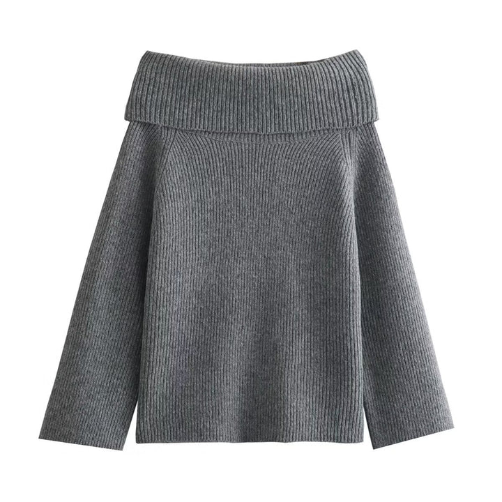 Women's chic off-shoulder jumper. Relaxed fit knit sweater with long sleeves, ideal for cozy autumn & winter style.