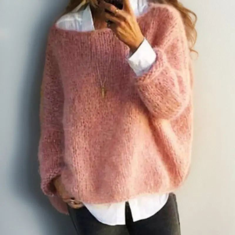 Chic women's oversized mohair blend sweater jumper. Perfect for cozy, effortless winter style and warmth.