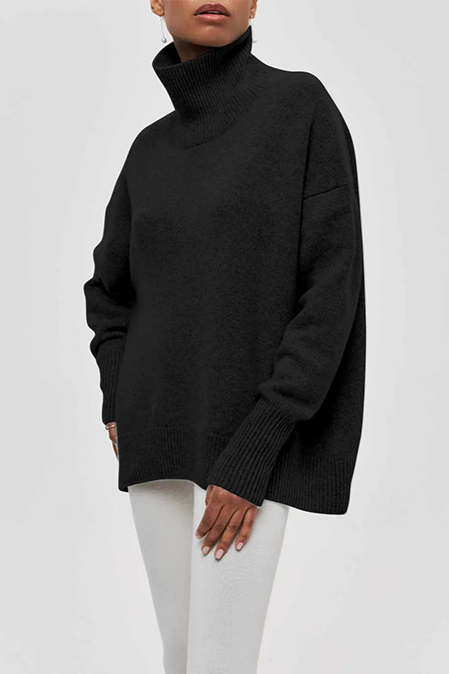 Warm women's turtleneck pullover sweater, an oversized design for ultimate cozy comfort in fall & winter.