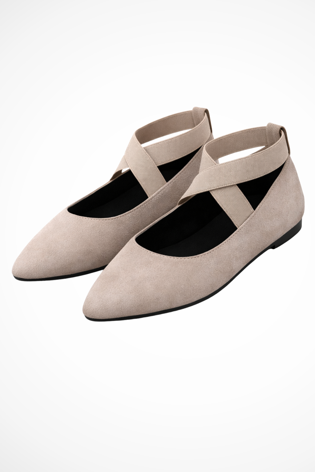 Chic women's pointed toe ballet flats with elegant ankle strap, perfect for casual or dressy fashion.
