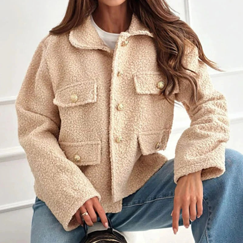 Stylish ladies' short jacket for office wear or casual outings. Versatile autumn & winter fashion coat.