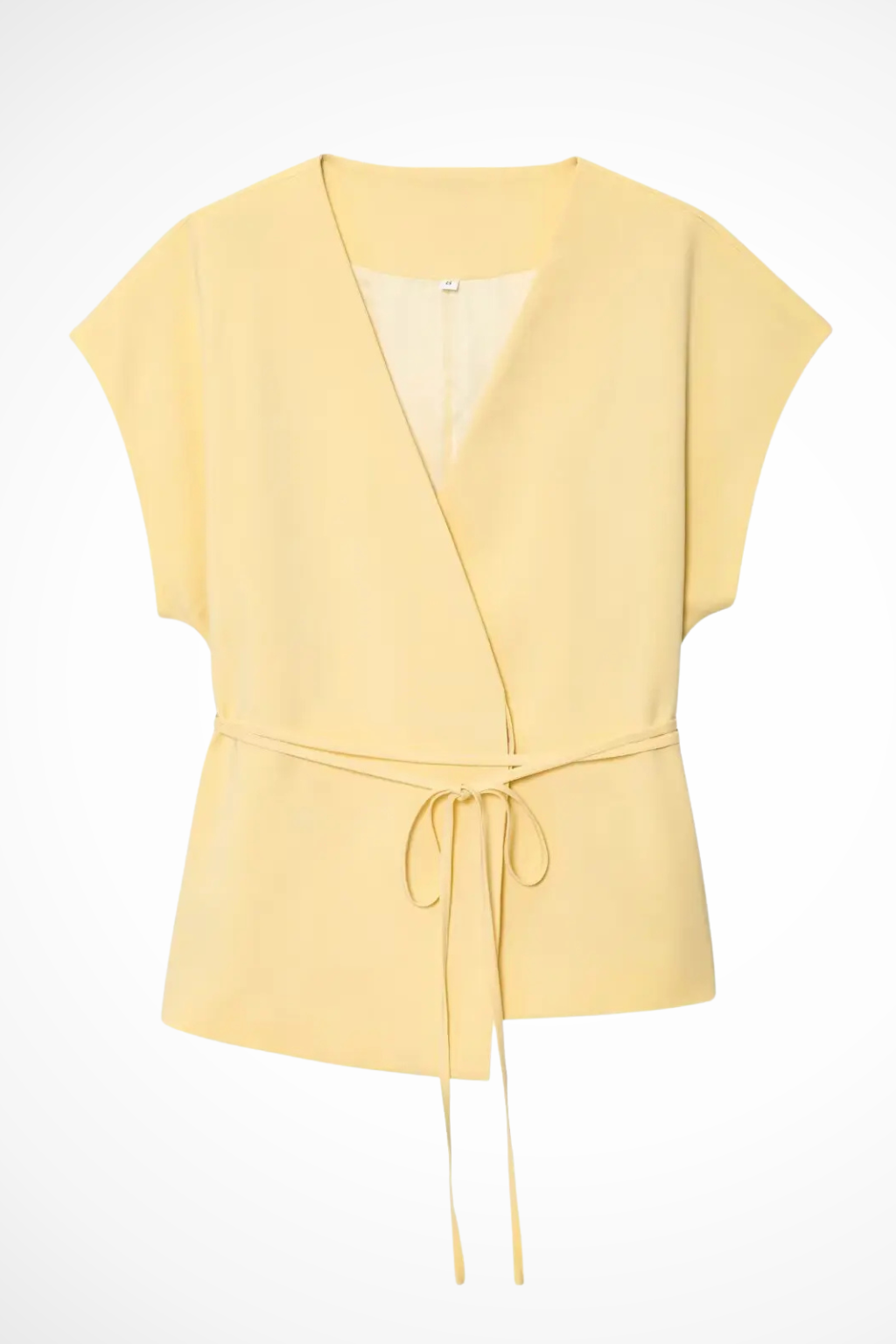Women's high-waisted wide leg trousers with a matching sleeveless wrap top for a chic coordinated set.