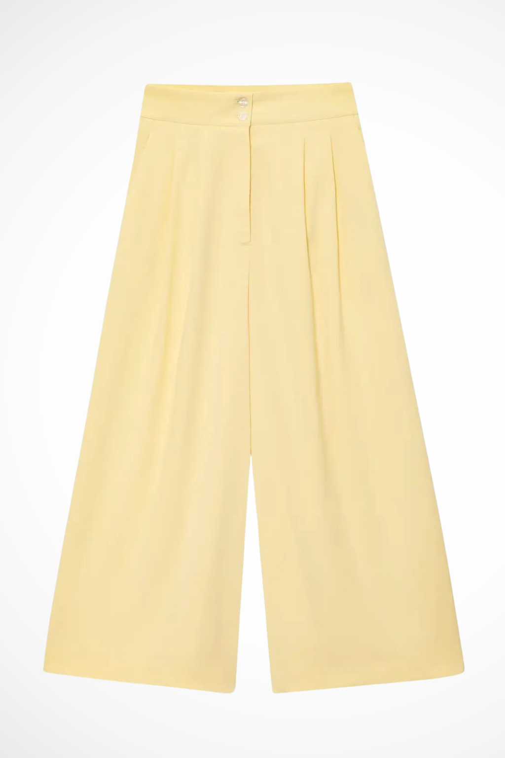 Summer-ready women's outfit: a stylish sleeveless wrap top and breezy wide leg trousers suit set.