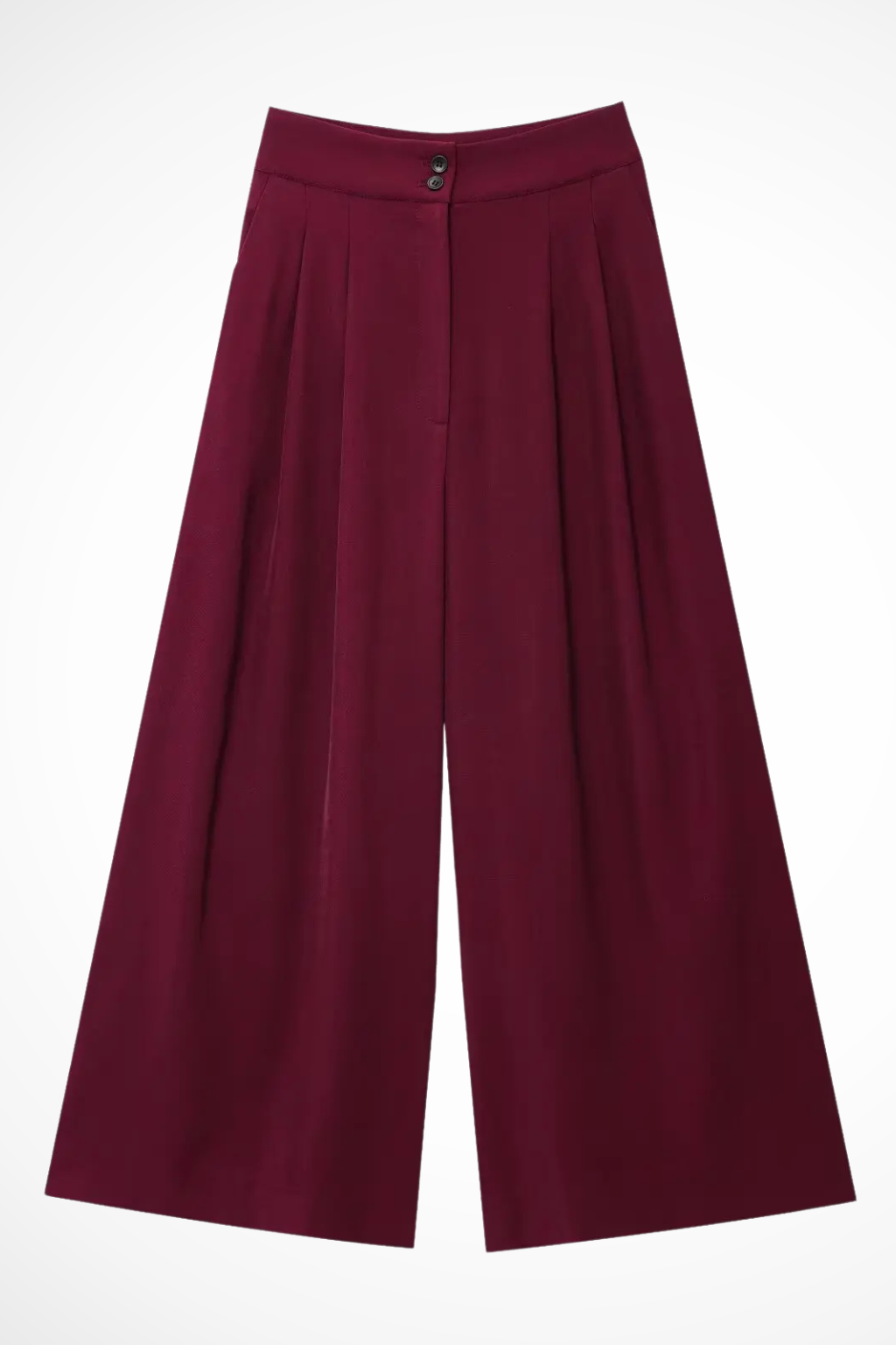 Stylish women's coordinated set: sleeveless wrap top & wide leg trousers for business casual look.