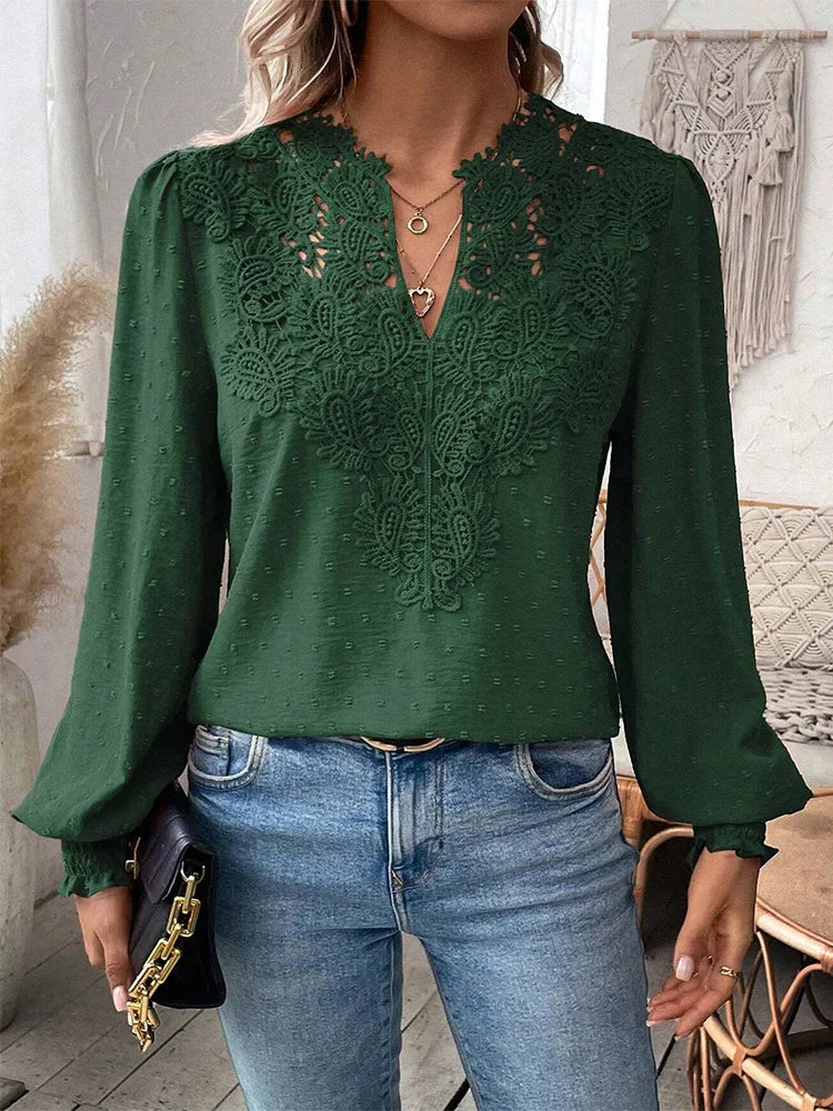 Chic women's summer blouse, lightweight fabric, perfect for elegant casual wear or office.