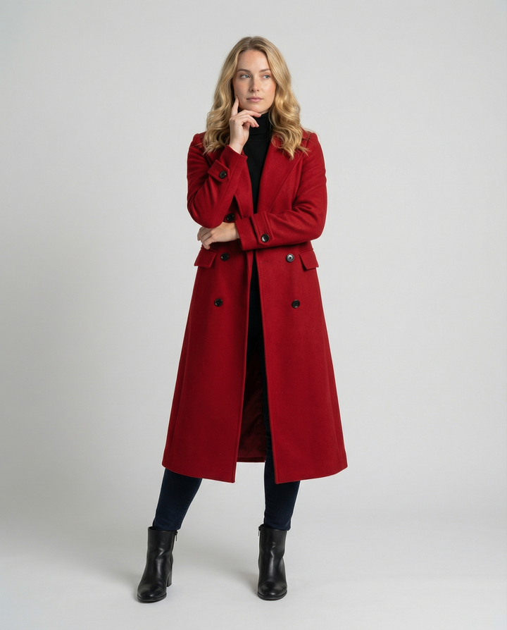 Chic women's textured jacket with unique double front design, perfect for stylish autumn or spring outfits.