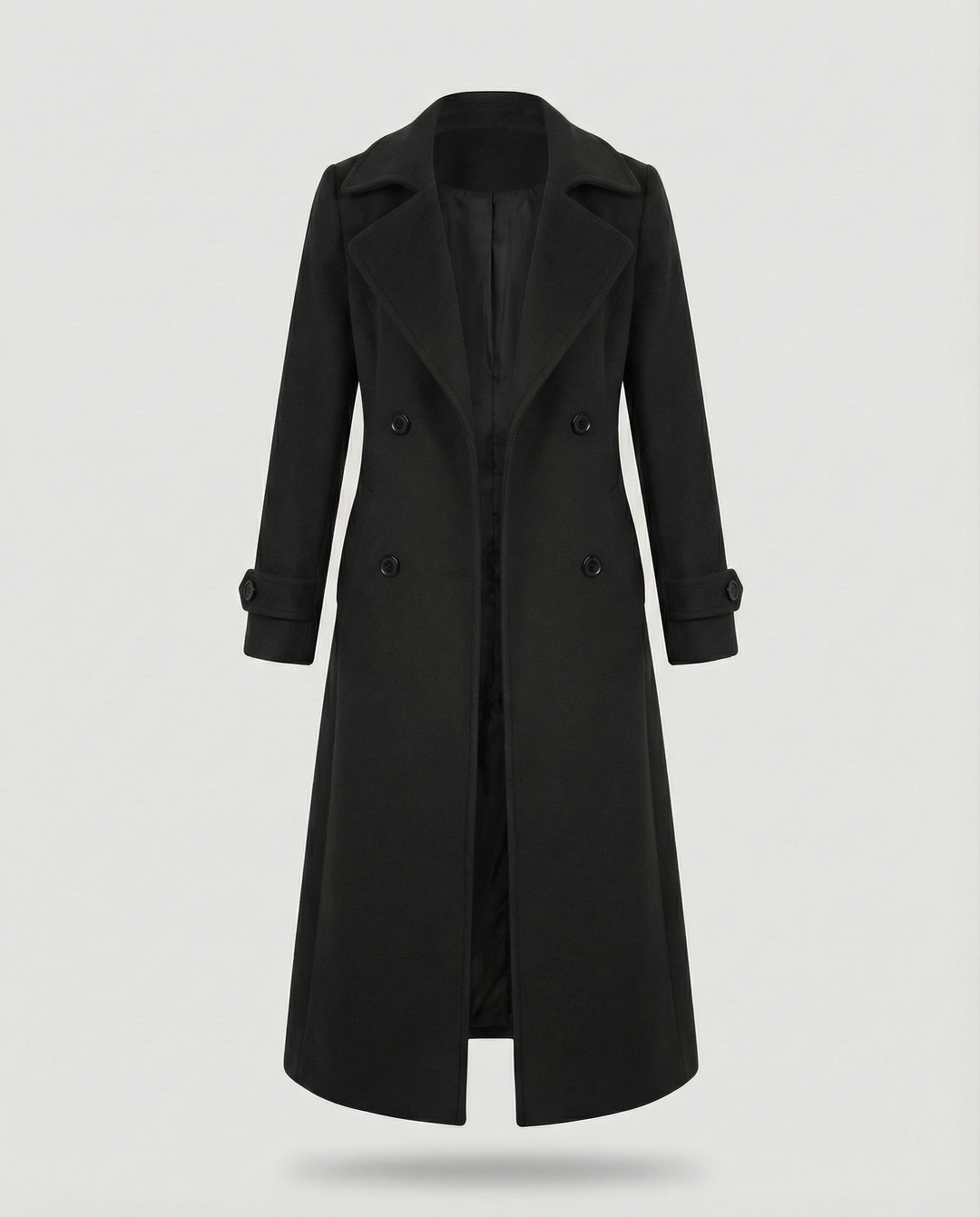 Fashionable women's chic jacket, featuring a unique double front closure and stylish patch pockets.