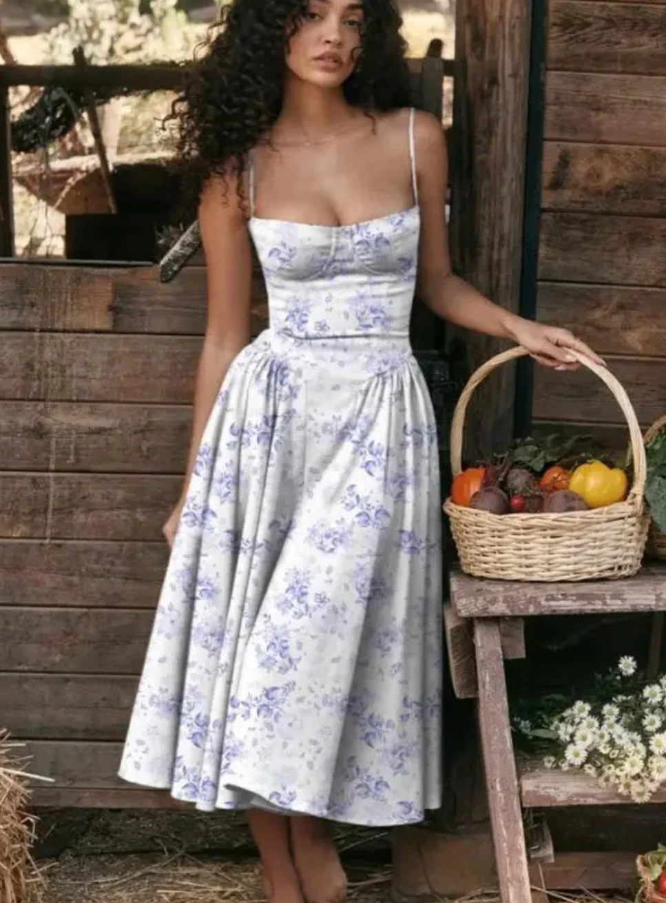 Versatile V-neck women's midi dress. Chic, sleeveless, and flowy for summer casual & vacation style.