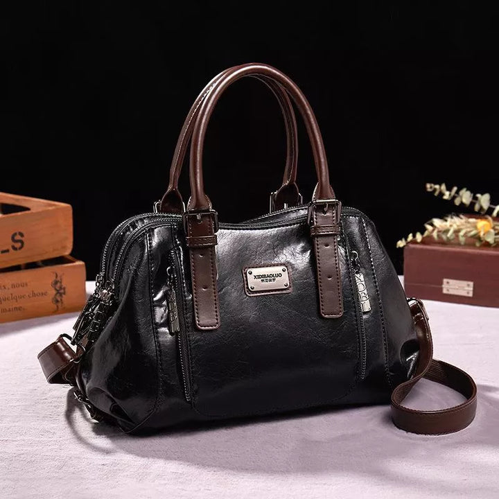 Durable vegan leather handbag for women, a chic and elegant retro choice.