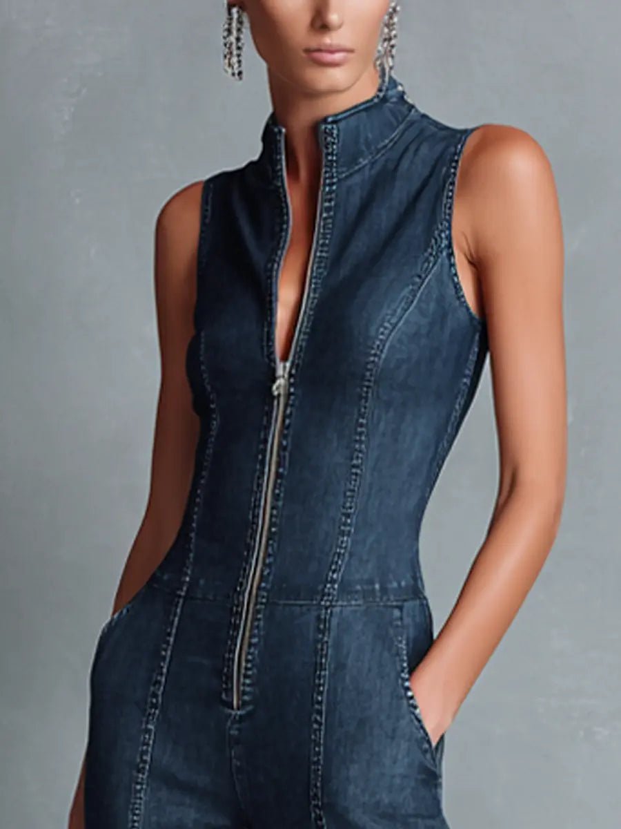 Elegant women's sleeveless wide-leg jumpsuit. Effortless style, perfect for casual or smart casual occasions, all season.