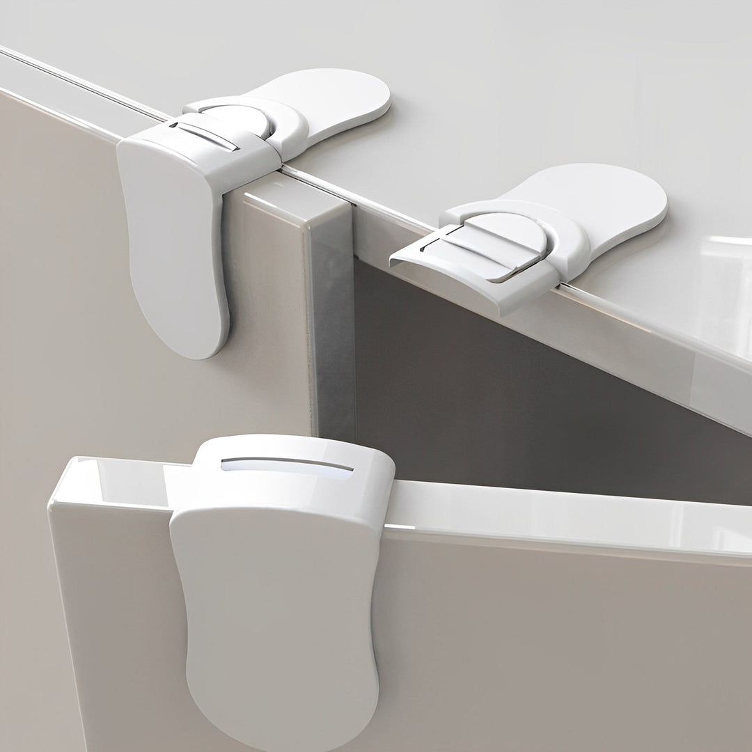 Child safety cabinet locks for baby proofing drawers and cabinets, ensuring home security.