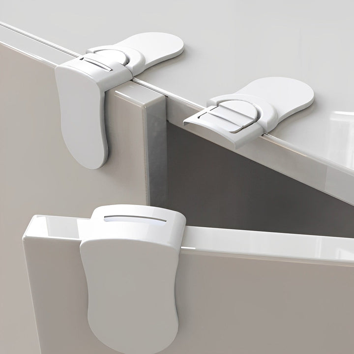 Child safety cabinet locks for baby proofing drawers and cabinets, ensuring home security.