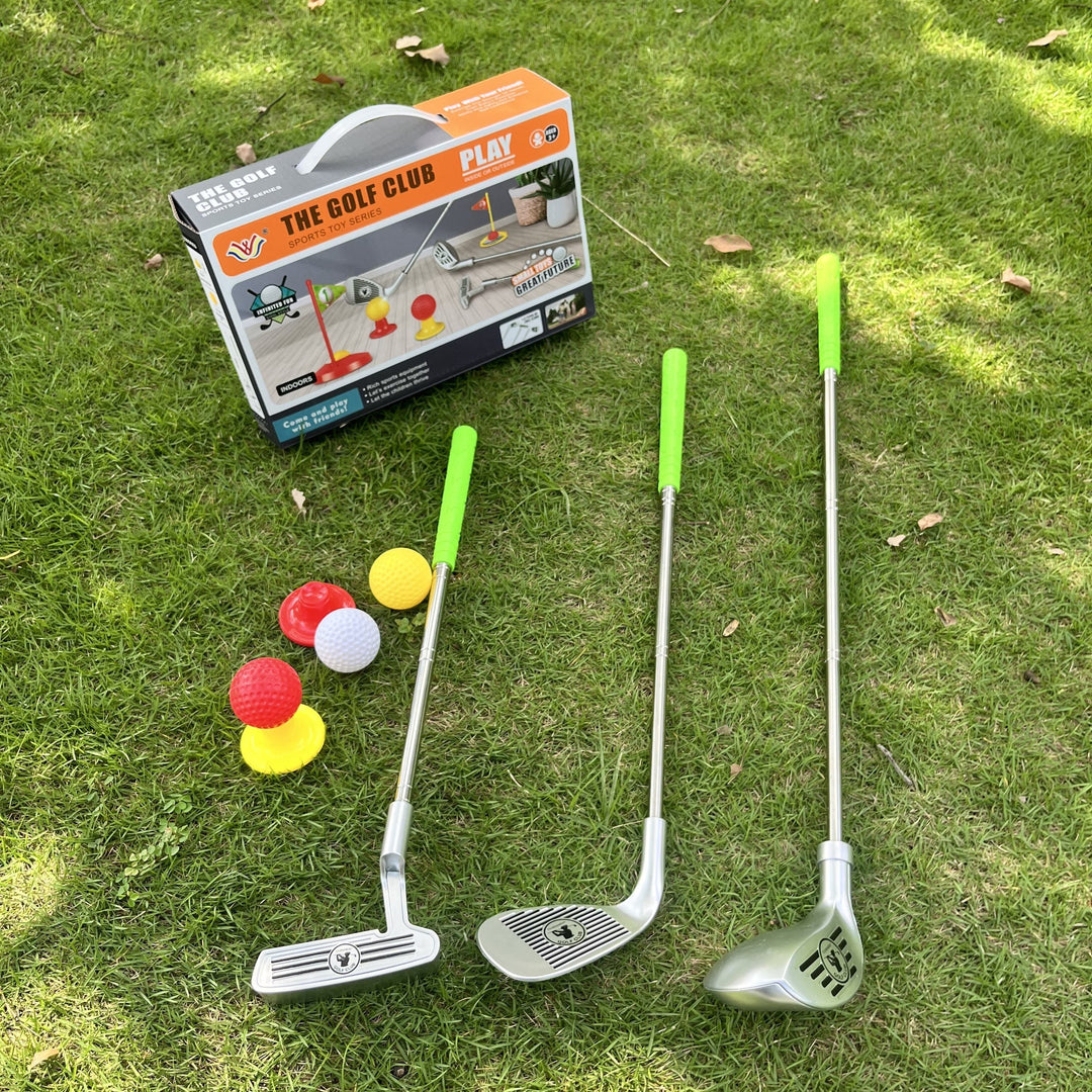 Children's sports toy golf set, featuring adjustable clubs to teach golf basics and improve coordination.