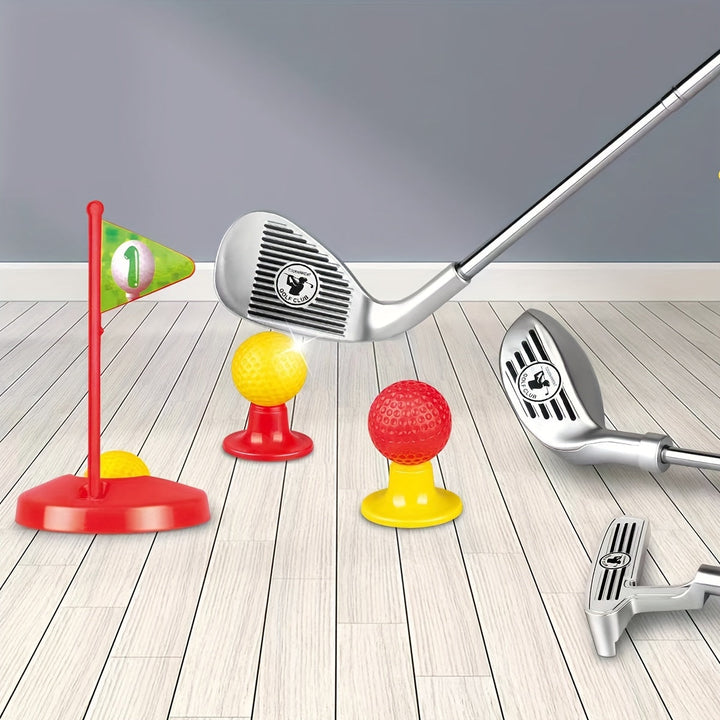 Versatile children's adjustable golf play set for both indoor sports and outdoor recreation, encouraging active play.