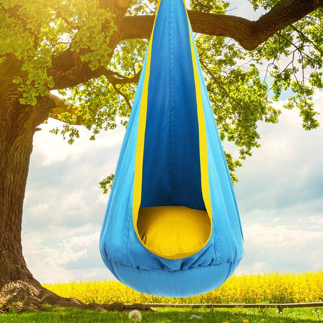 Outdoor children's swing, robust comfort chair for active garden fun.