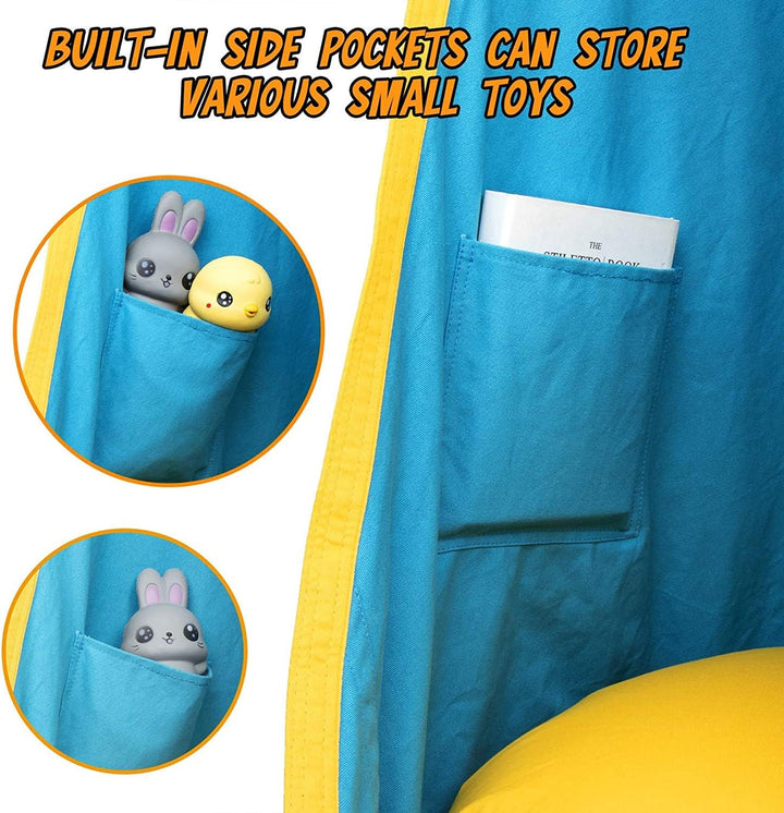 Sensory swing for children, providing a calming and cozy hanging experience.