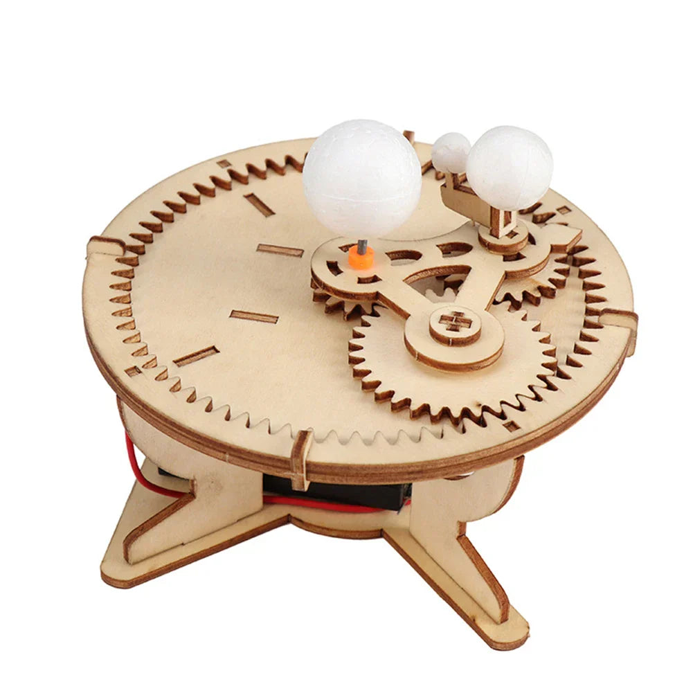 Educational STEM toy: wooden DIY electric boat kit for kids to build and explore.