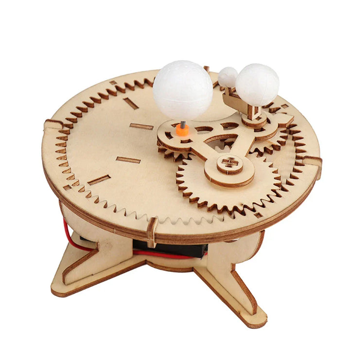 Educational STEM toy: wooden DIY electric boat kit for kids to build and explore.