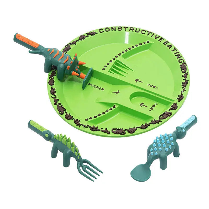 BPA-free construction theme children's mealtime set, encourages healthy eating habits.