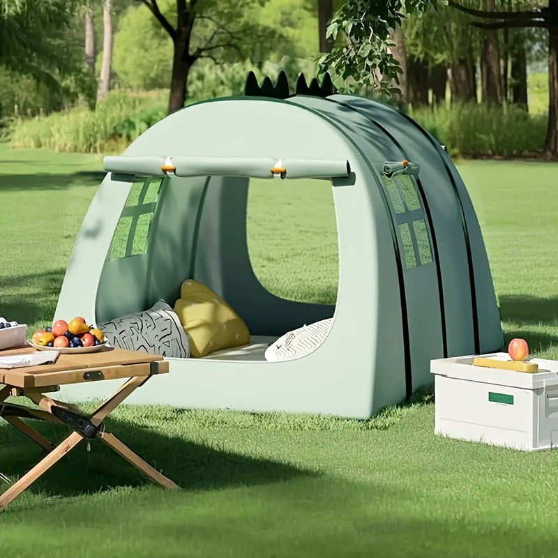 Foldable polyester dinosaur tent, perfect for indoor and outdoor imaginative play