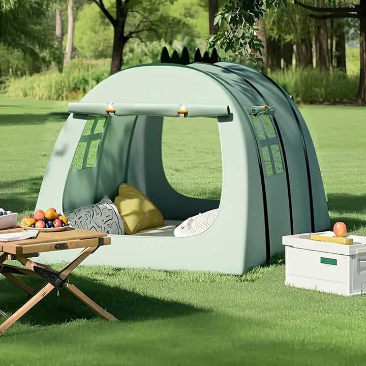Foldable polyester dinosaur tent, perfect for indoor and outdoor imaginative play
