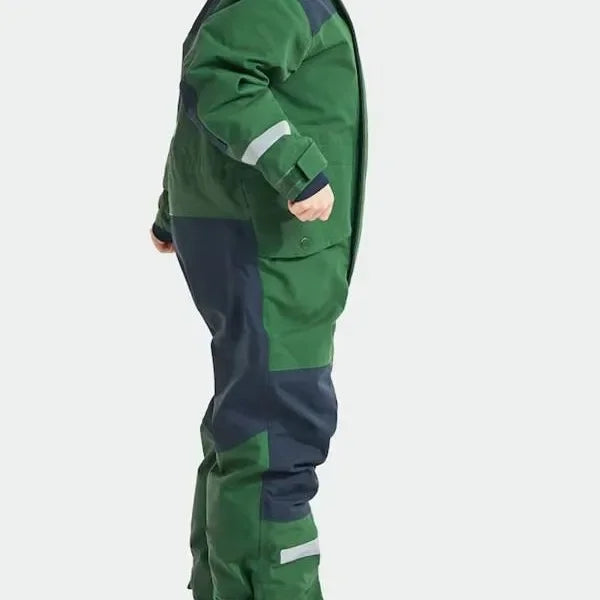 Warm, waterproof children's snowsuit with adjustable hood. Insulated outdoor overall ideal for winter sports & play.
