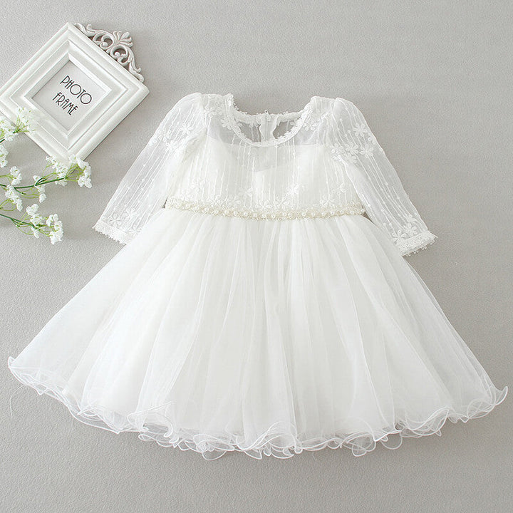 Clara girls' special occasion dress featuring charming polka dot sleeve design