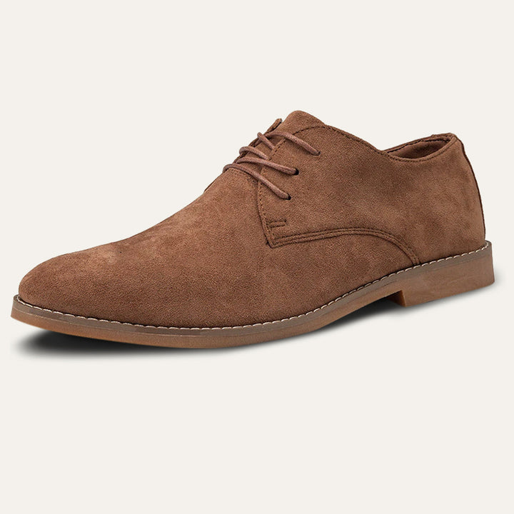 Classic black leather men's lace-up dress shoes, perfect for formal events & business occasions.