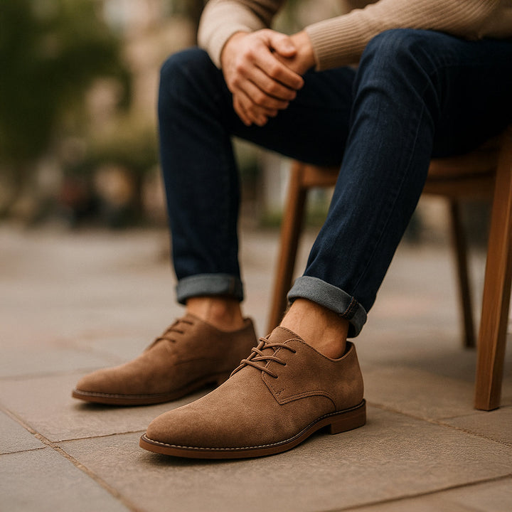 Elegant men's brown dress shoes with a classic lace-up style for formal & smart casual outfits.
