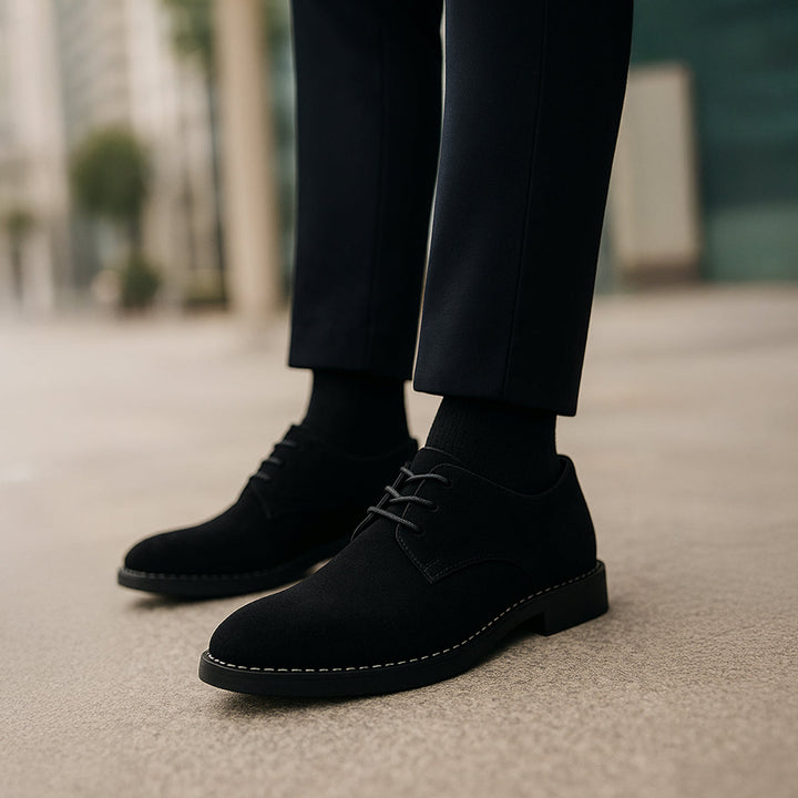 Professional men's black lace-up formal shoes, offering timeless style for all seasons & events.