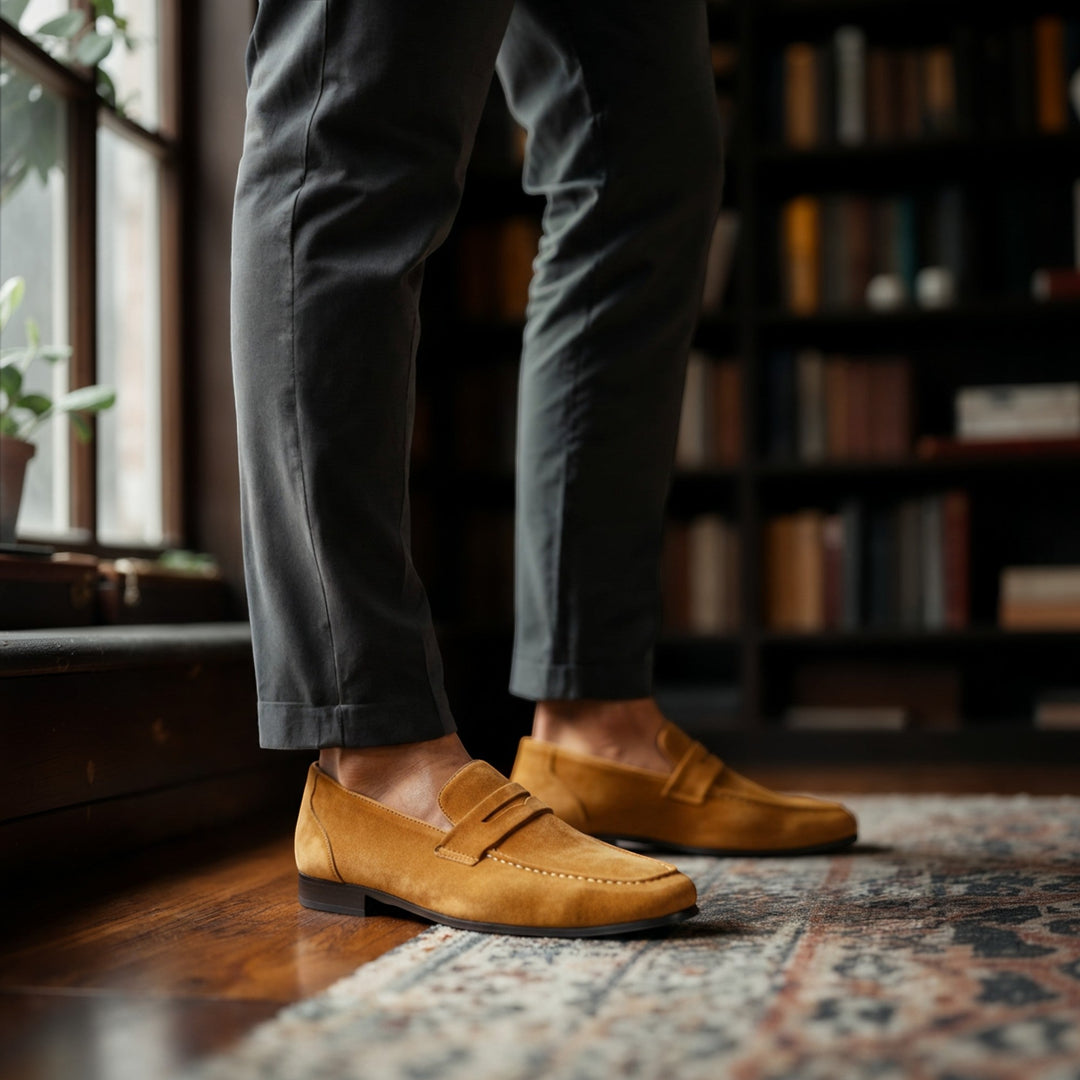 Stylish men's classic loafers in versatile brown, suitable for both formal and casual fashion.