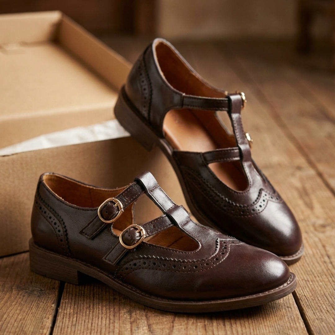 Classic black women's Mary Jane flats with a comfort buckle design, perfect for work or everyday wear.