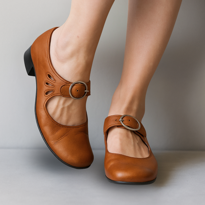 Elegant Women's Mary Jane dress shoes with a secure buckle strap and comfy block heel. Perfect for everyday or special occasions.