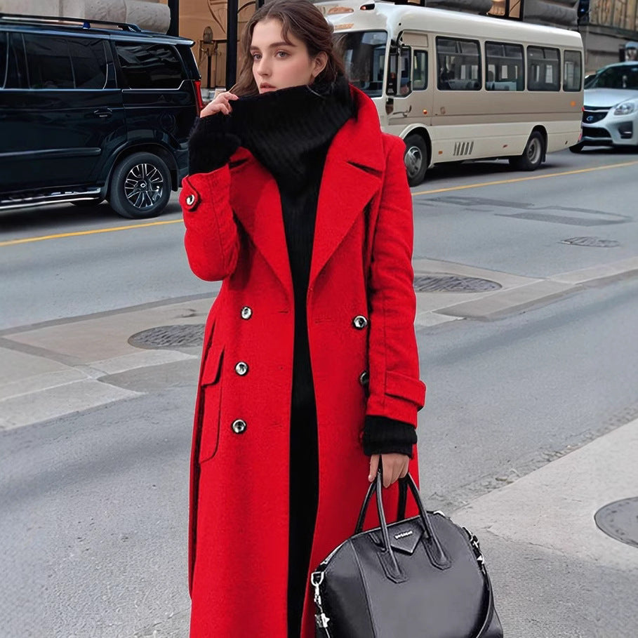 Elegant ladies' double-breasted autumn jacket, featuring a classic silhouette for versatile office or casual wear.