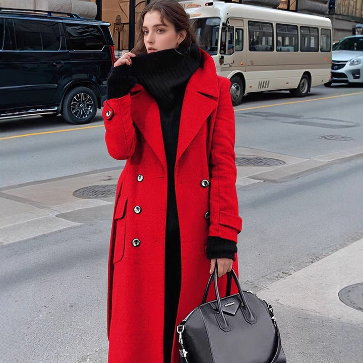 Elegant ladies' double-breasted autumn jacket, featuring a classic silhouette for versatile office or casual wear.