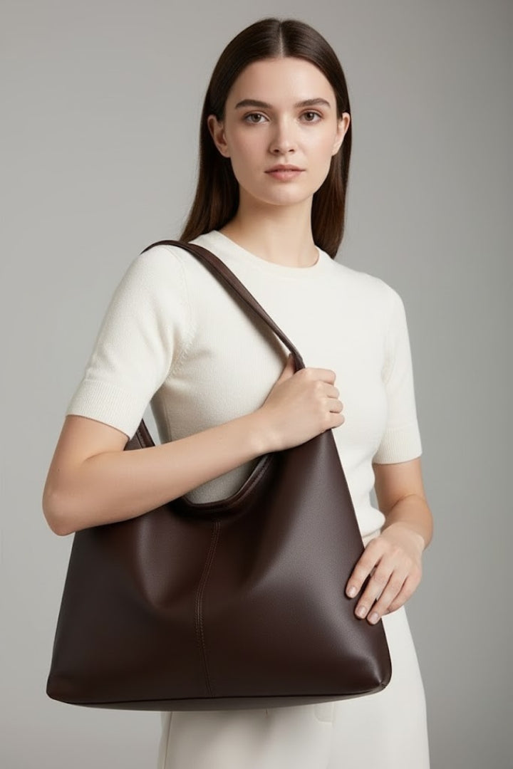 Versatile women's faux leather tote, perfect for office or everyday use.
