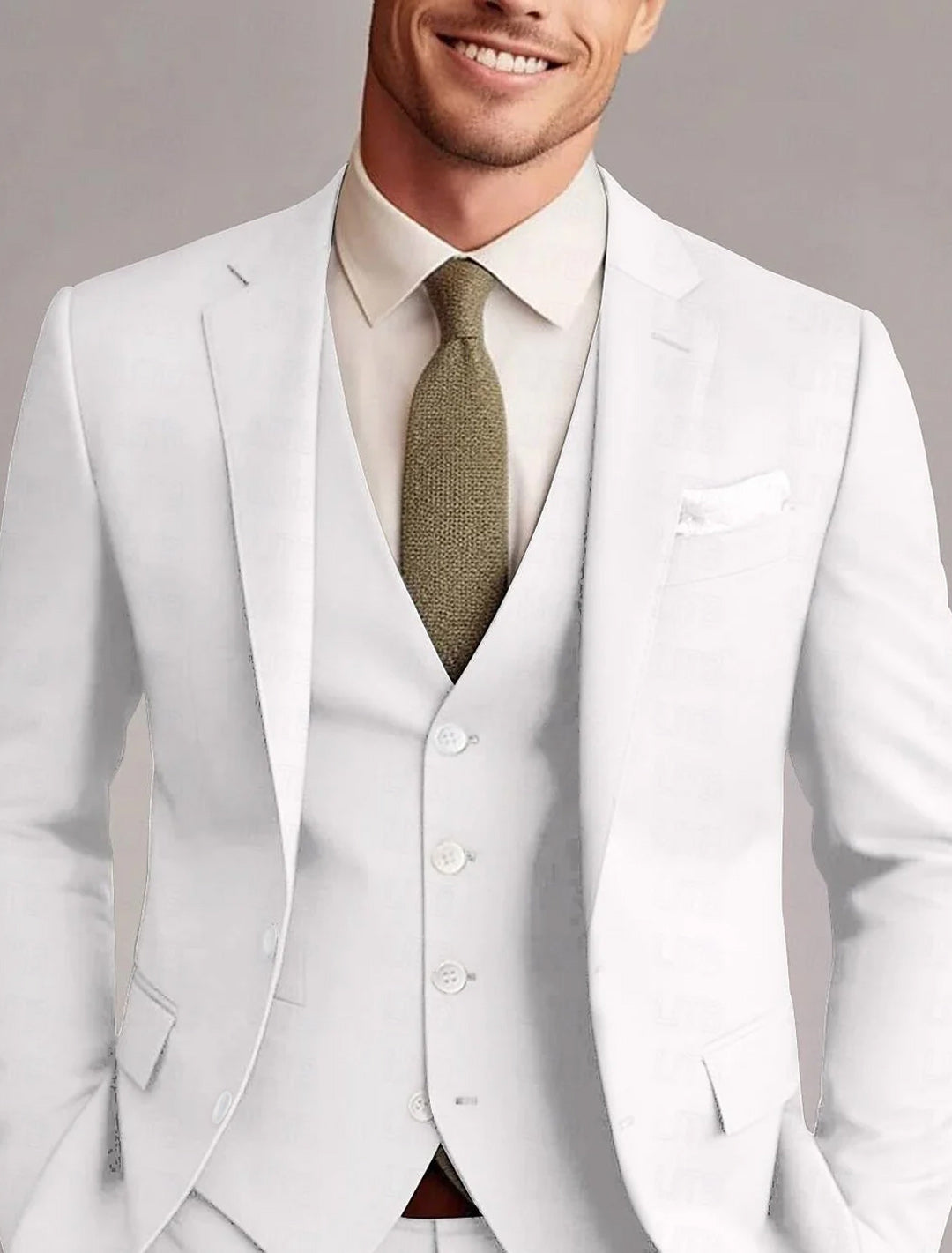 Versatile men's 3-piece solid tailored suit for formal events, business meetings, and elegant occasions.