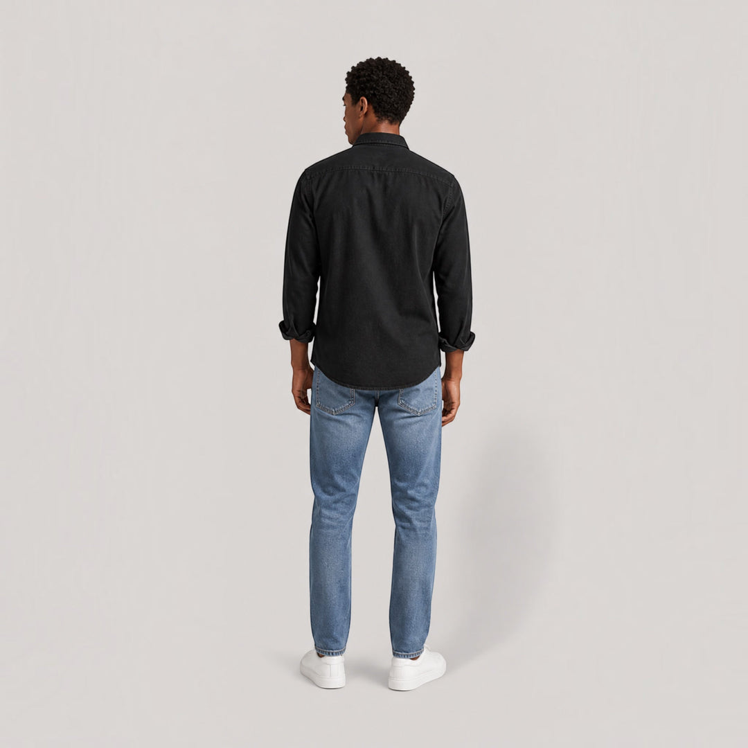 Versatile long sleeve men's oxford shirt in white, ideal for casual and formal occasions.