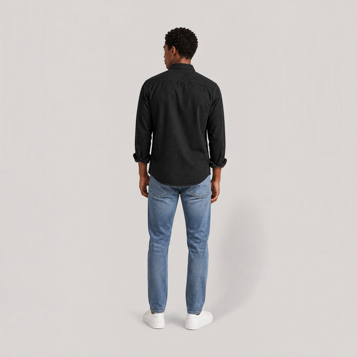 Versatile long sleeve men's oxford shirt in white, ideal for casual and formal occasions.