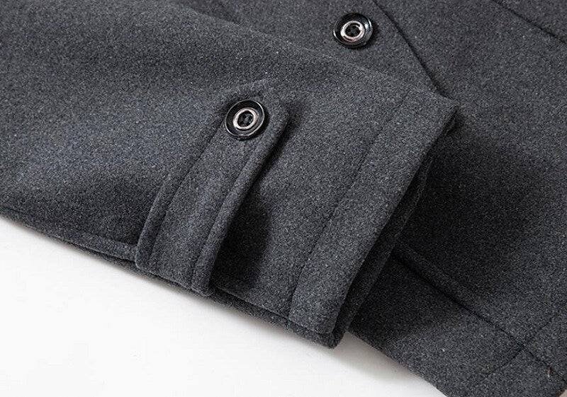 Warm and stylish men's classic double-breasted pea coat, an essential cold weather jacket with timeless design.