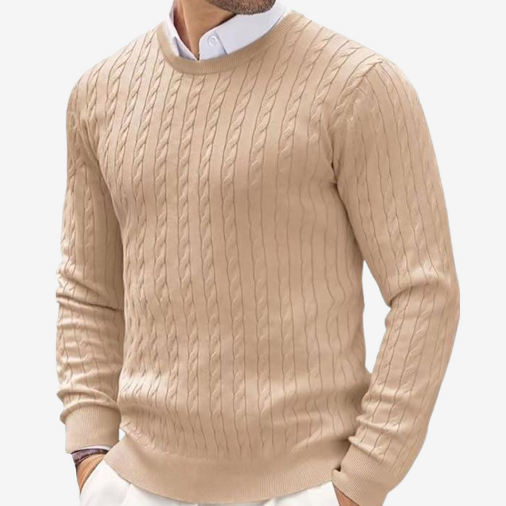 Versatile men's classic knitted pullover sweater, a comfortable and warm staple for modern casual fashion.