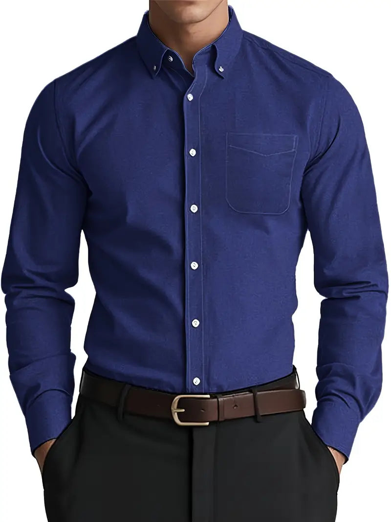 Men's long-sleeve button-down shirt. Classic collared casual shirt, perfect for everyday wear & versatile men's fashion.
