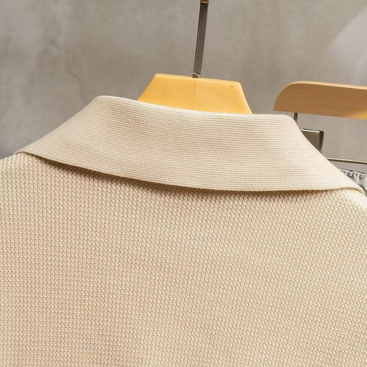 Mens fashion long sleeve polo sweater. Essential knit top for a relaxed yet stylish everyday look.