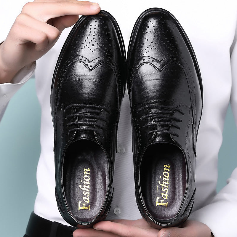 Professional men's Oxford brogue dress shoes; classic formal footwear, ideal for work, business, and smart casual.