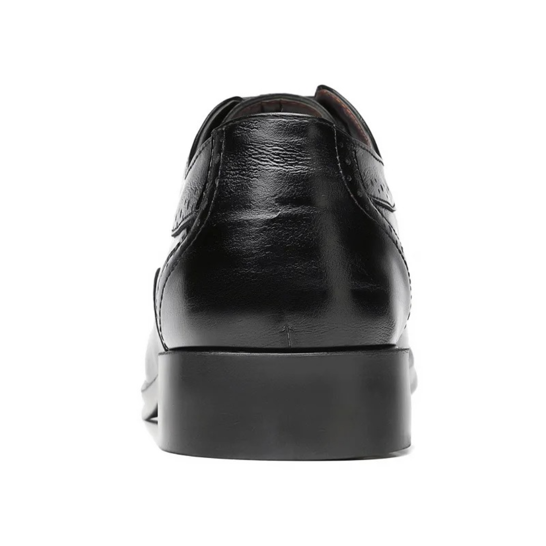 Elegant men's wingtip Oxford brogue flats, essential classic dress shoes for formal wear, business & smart casual.