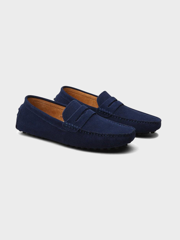 Smooth leather men's classic penny loafers, comfortable slip-on dress shoes for refined style.