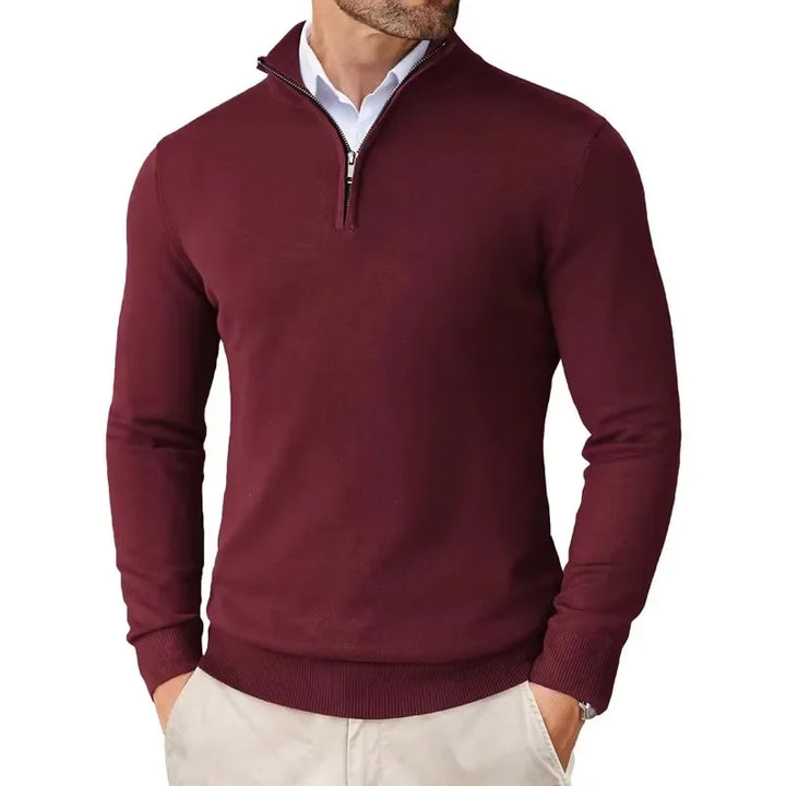 Men's classic quarter-zip sweater in a soft knit, a versatile piece for casual and smart casual style.
